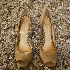 Jessica Simpson Nude Peep Toe Heels